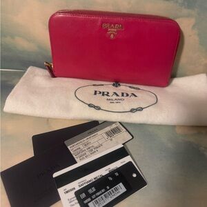 Prada Saffiano hot-pink wallet